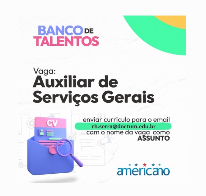 OPORTUNIDADE DE EMPREGO – AUXILIAR DE SERVIÇOS GERAIS