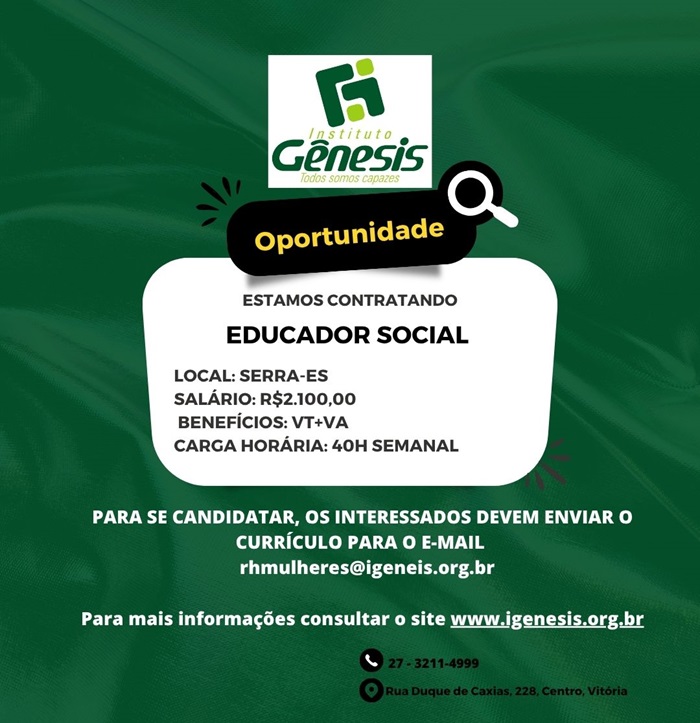 Vaga para Educador Social