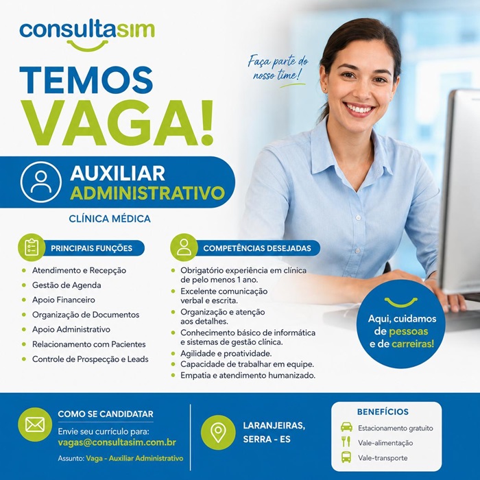 ConsultaSim contrata Auxiliar Administrativo 