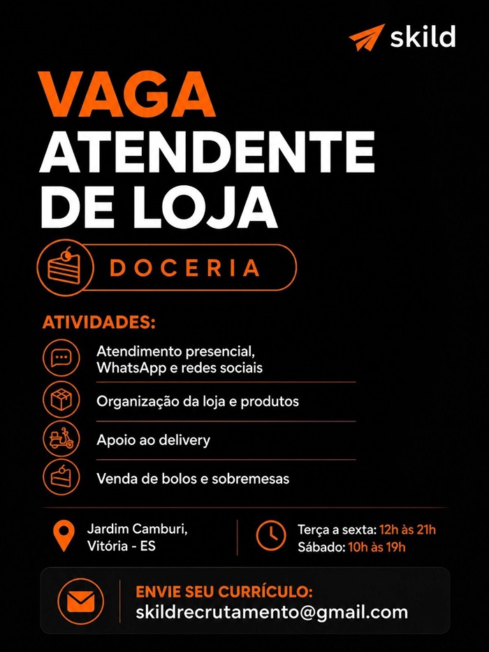 DOCERIA CONTRATA ATENDENTE / VENDEDORA