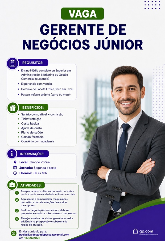 GERENTE DE NEGÓCIOS JÚNIOR