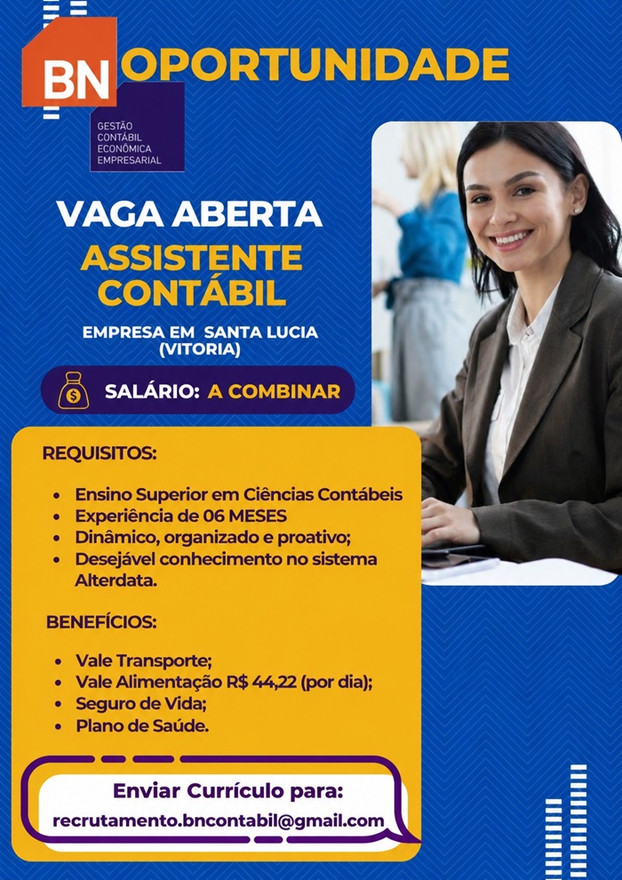 VAGA DE ASSISTENTE CONTÁBIL