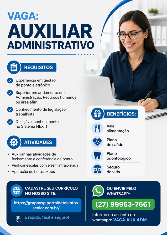 VAGA PARA AUXILIAR ADMINISTRATIVO