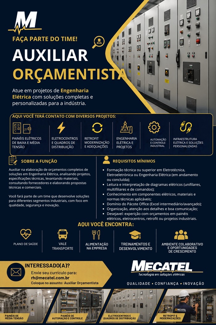 MECATEL CONTRATA AUXILIAR ORÇAMENTISTA