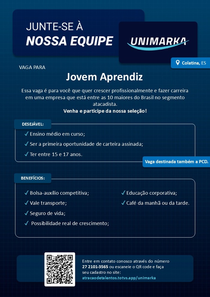 Unimarka contrata Jovem Aprendiz