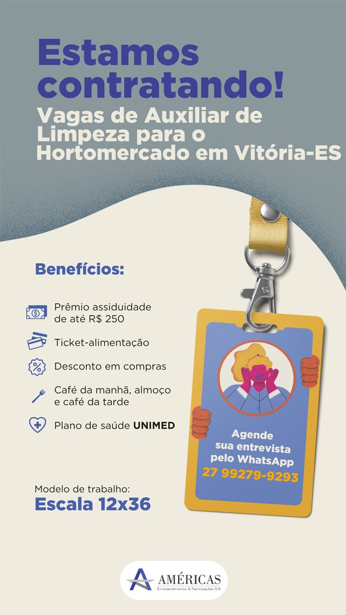 Vaga para Auxiliar de Limpeza