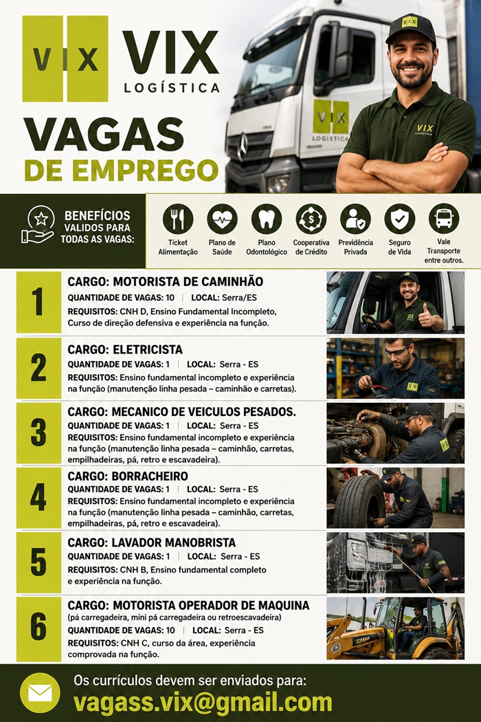 Vix Logística abre 10 vagas para Motorista de Caminhão