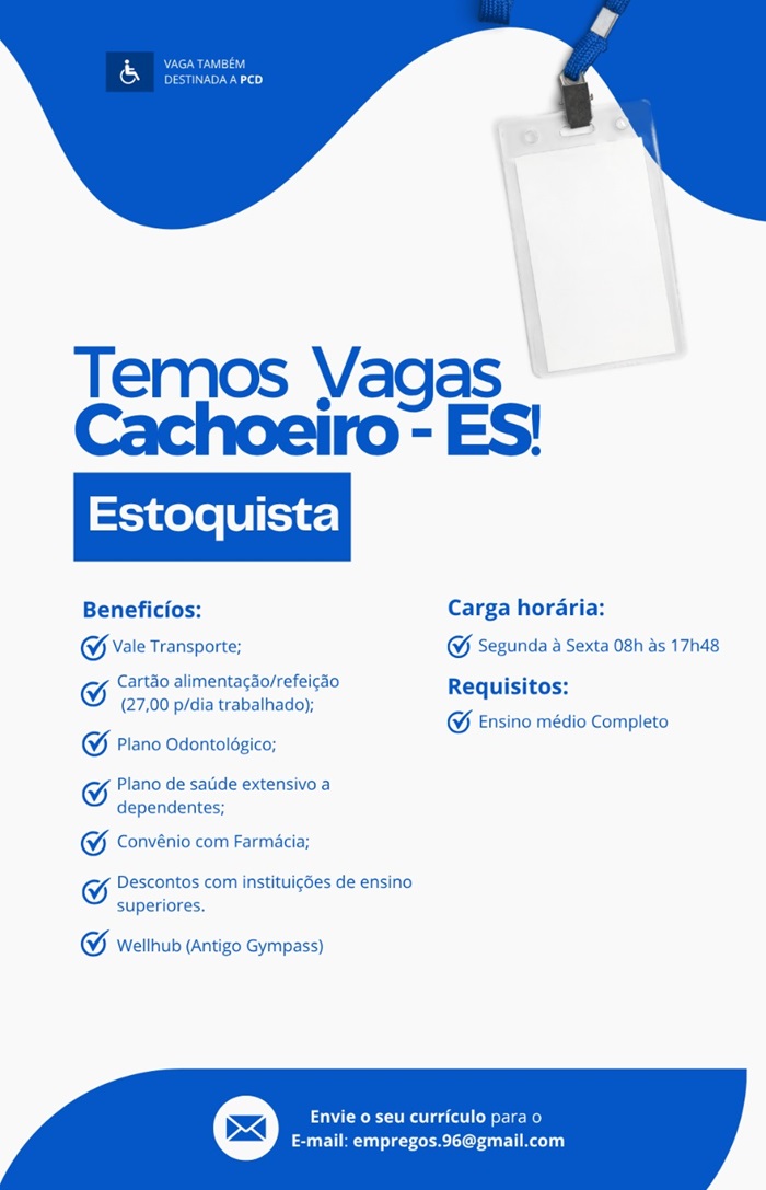 Oportunidade para Estoquista (Cachoeiro – ES)
