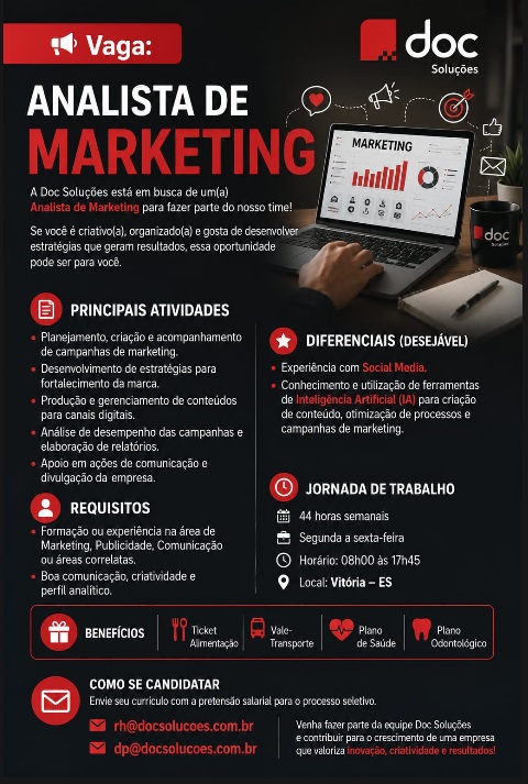 Doc Soluções contrata Analista de Marketing