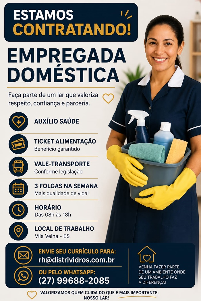 Oportunidade de Emprego – Empregada Doméstica