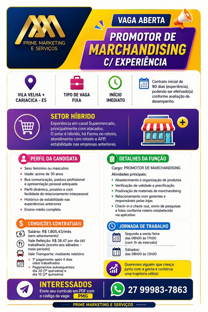 PROMOTOR DE MARCHANDISING C/ EXPERIÊNCIA