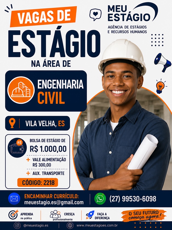 VAGAS DE ESTÁGIO – ENGENHARIA CIVIL