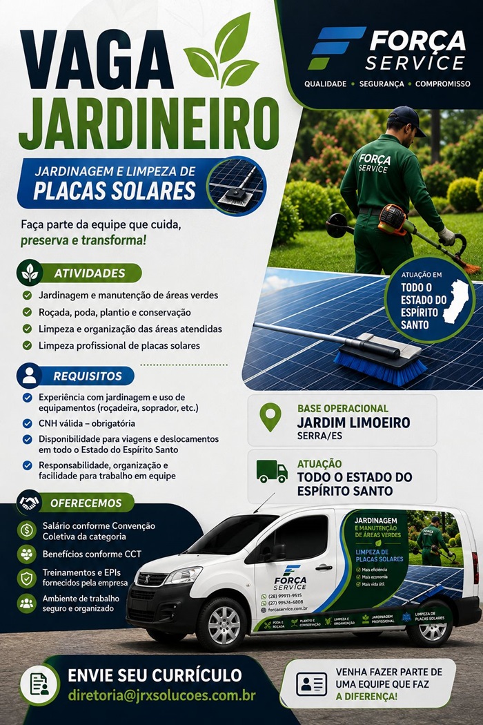 FORÇA SERVICE CONTRATA JARDINEIRO