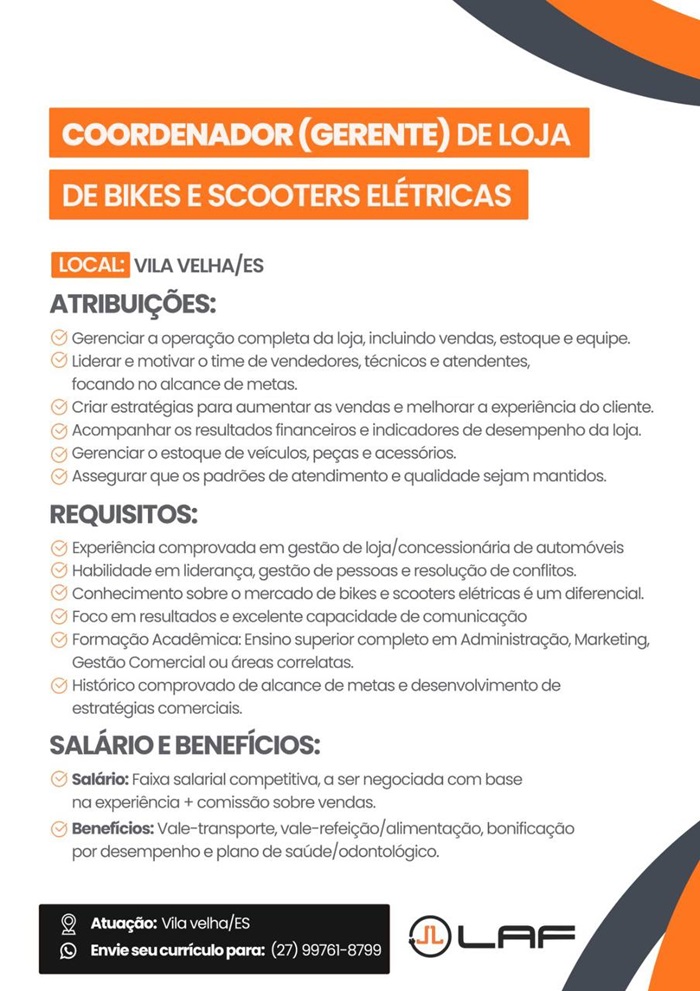 LAF CONTRATA COORDENADOR (GERENTE) DE LOJA