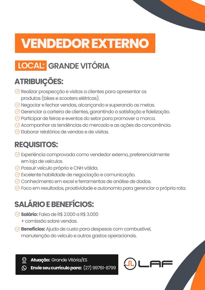 LAF CONTRATA VENDEDOR EXTERNO
