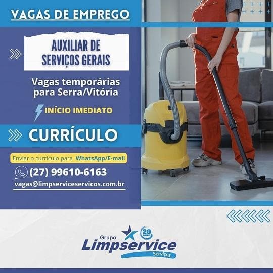 Grupo Limpservice contrata Auxiliar de Serviços Gerais