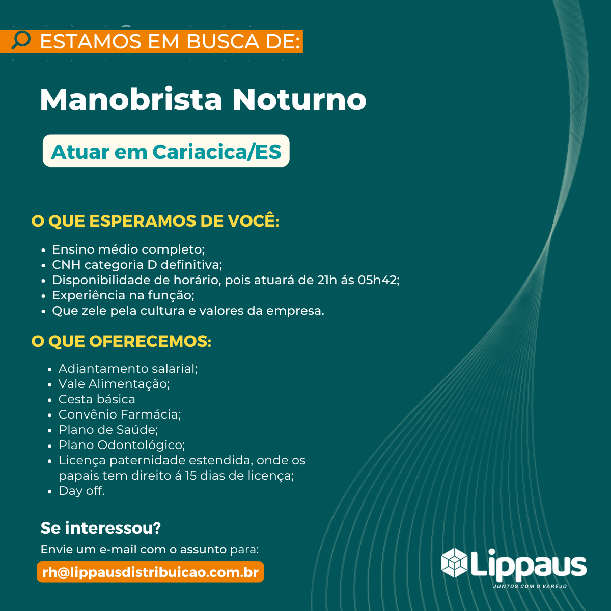Lippaus Distribuidora contrata Manobrista Noturno