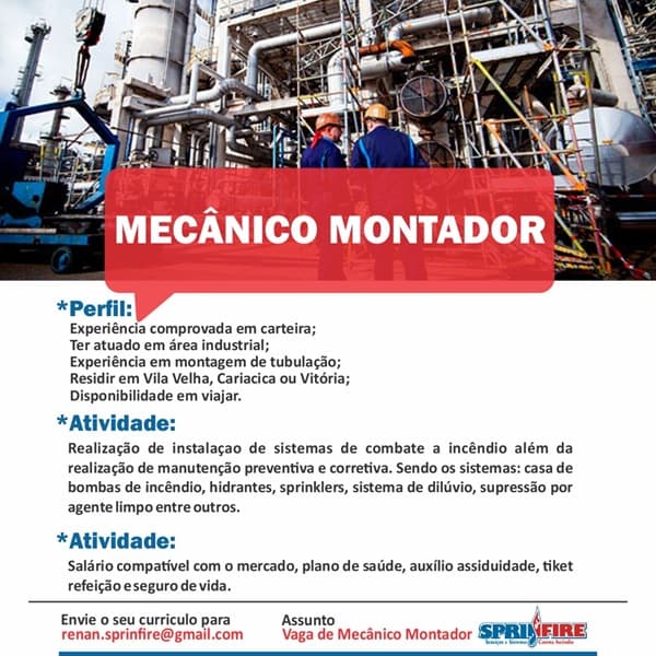 VAGA DE MECÂNICO MONTADOR