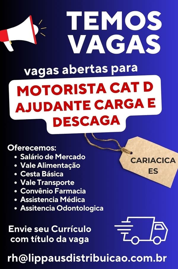 VAGA DE MOTORISTA "CAT D"