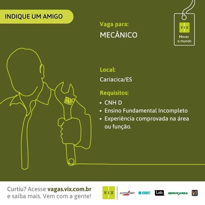 VIX LOGÍSTICA CONTRATA MECÂNICOS