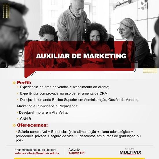 Multivix contrata Auxiliar de Marketing (Vila Velha)