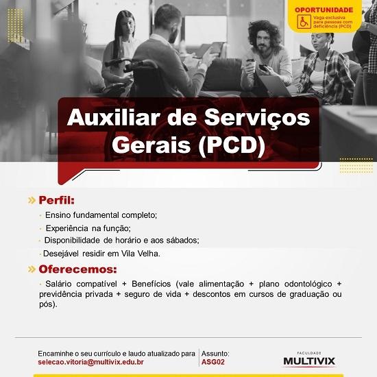 Multivix contrata Auxiliar de Serviços Gerais PCD