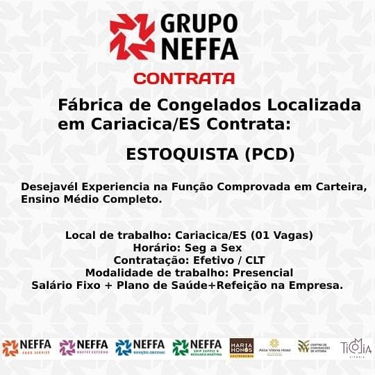 GRUPO NEFFA CONTRATA ESTOQUISTA PCD