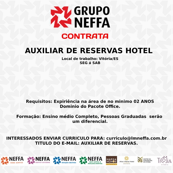 Grupo Neffa contrata Auxiliar de Reservas Hotel.