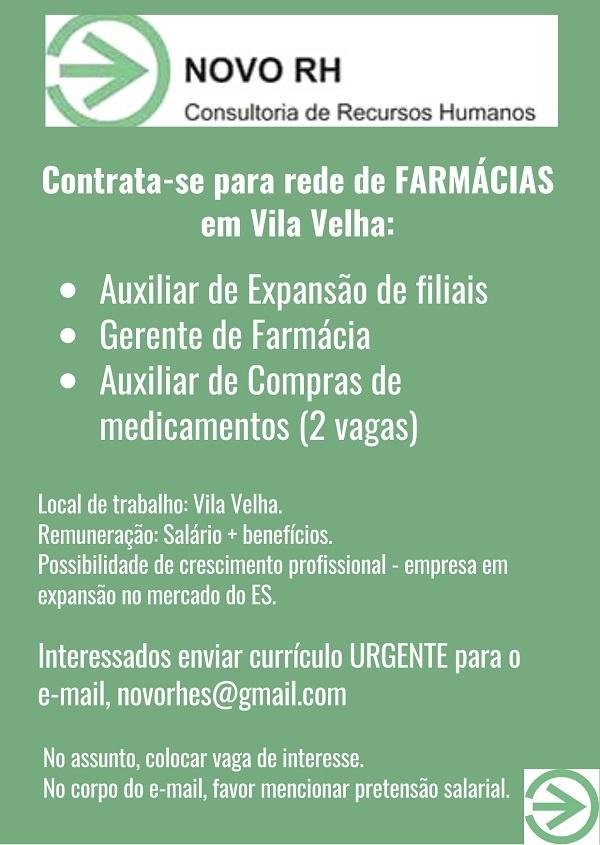 Rede de Farmácias abre vagas em Vila Velha
