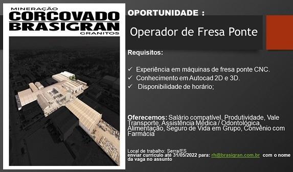 Brasigran contrata Operador de Fresa Ponte