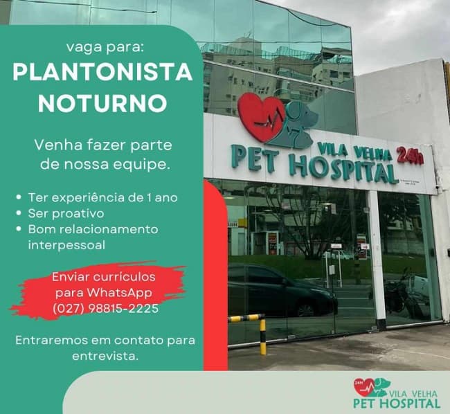 PET HOSPITAL VILA VELHA CONTRATA PLANTONISTA NOTURNO