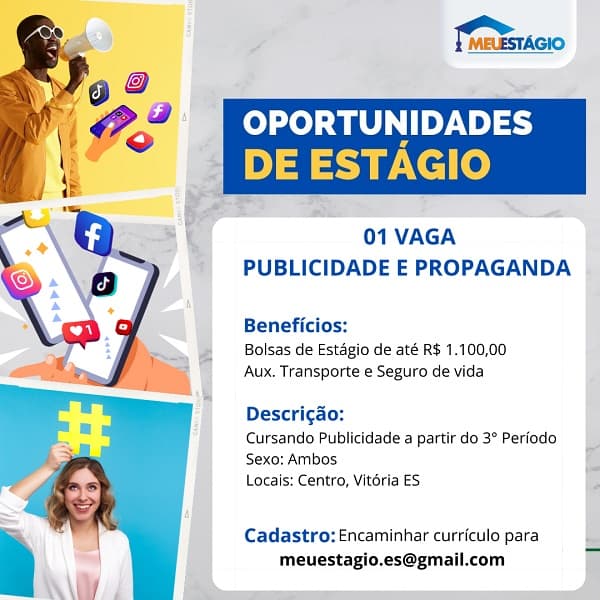 PUBLICIDADE E PROPAGANDA - 05 Vagas de Estágio