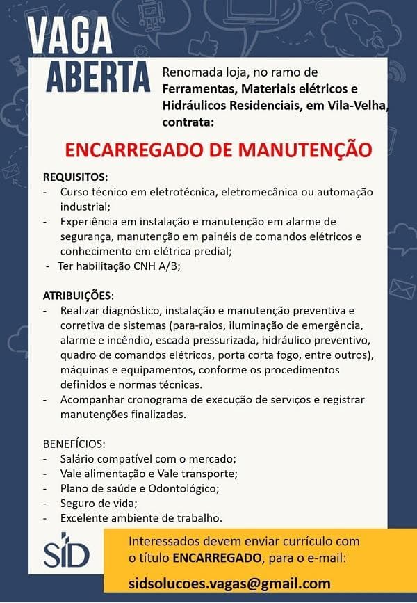 ENCARREGADO DE MANUTENÇÃO