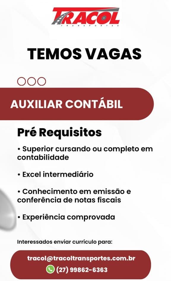 TRACOL CONTRATA AUXILIAR CONTÁBIL