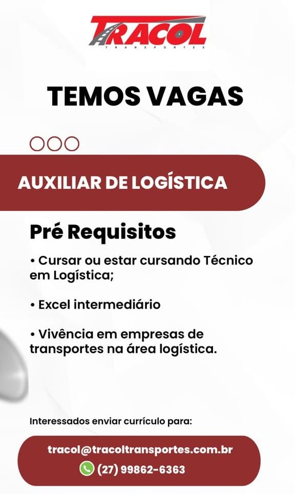 TRACOL CONTRATA AUXILIAR DE LOGÍSTICA