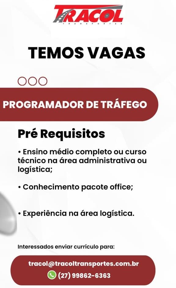 TRACOL CONTRATA PROGRAMADOR DE TRÁFEGO