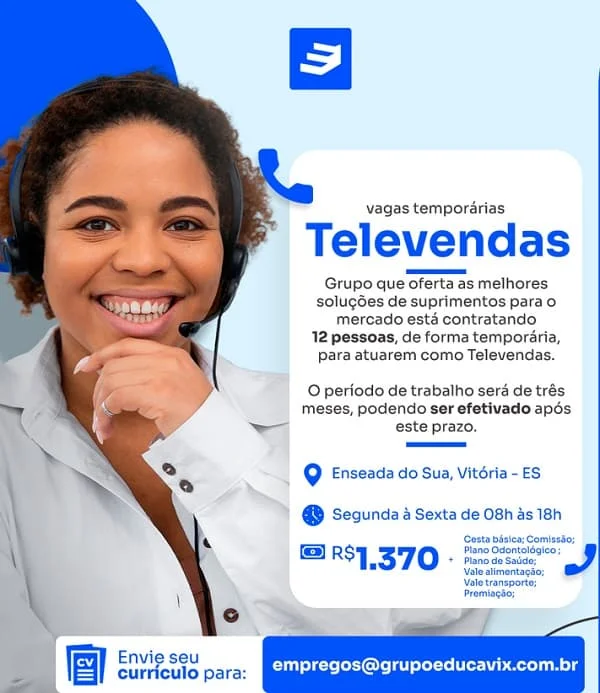 VAGAS DE TELEVENDAS