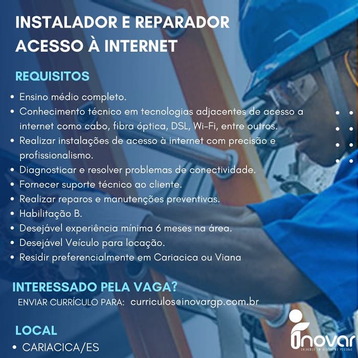 INSTALADOR E REPARADOR - ACESSO À INTERNET