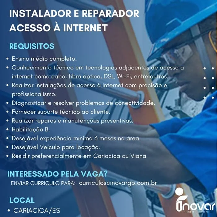 INSTALADOR E REPARADOR - ACESSO À INTERNET