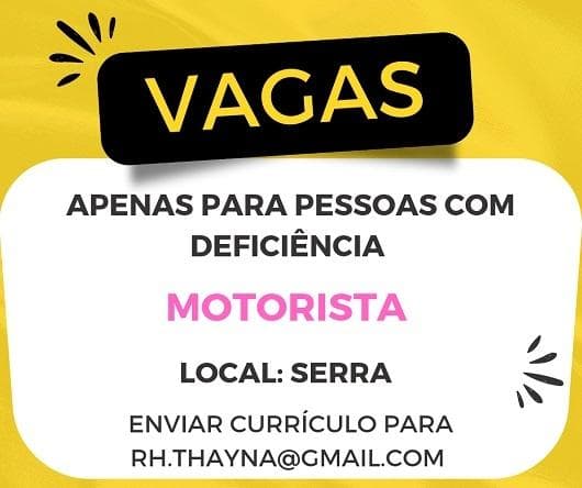 Vagas para Motorista (Apenas Para Pessoas com Deficiência)