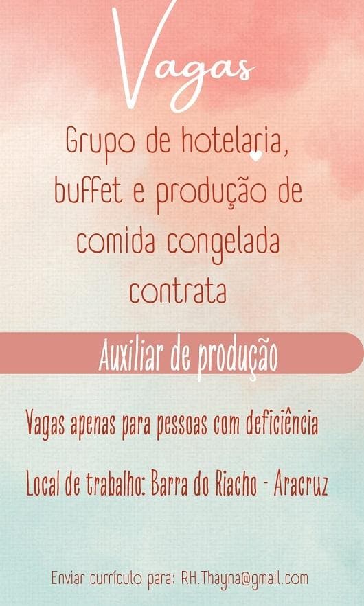 Vagas para Auxiliar de Produção PCD 