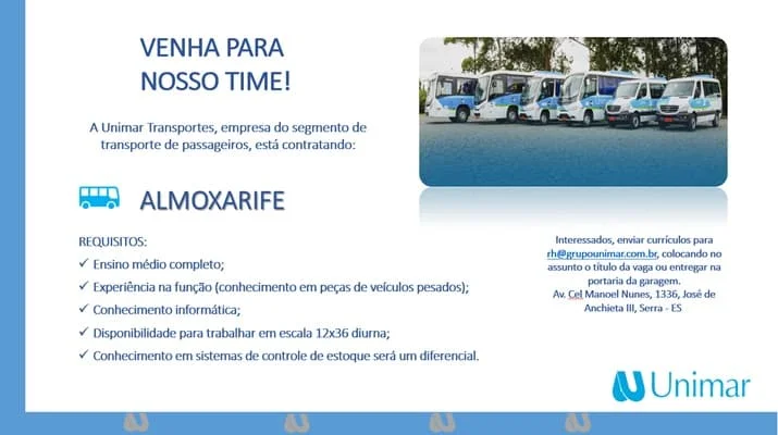 UNIMAR CONTRATA ALMOXARIFE