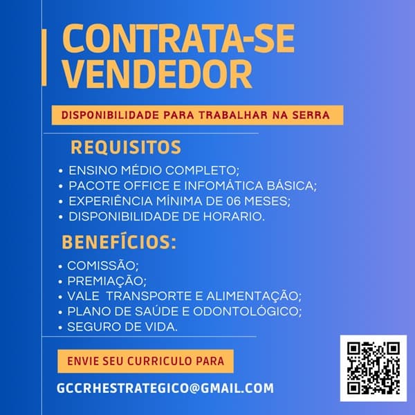 CONTRATA-SE VENDEDOR