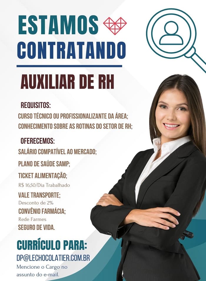 LE CHOCOLATIER CONTRATA AUXILIAR DE RH