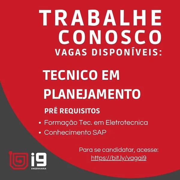 I9 Engenharia contrata Técnico em Planejamento