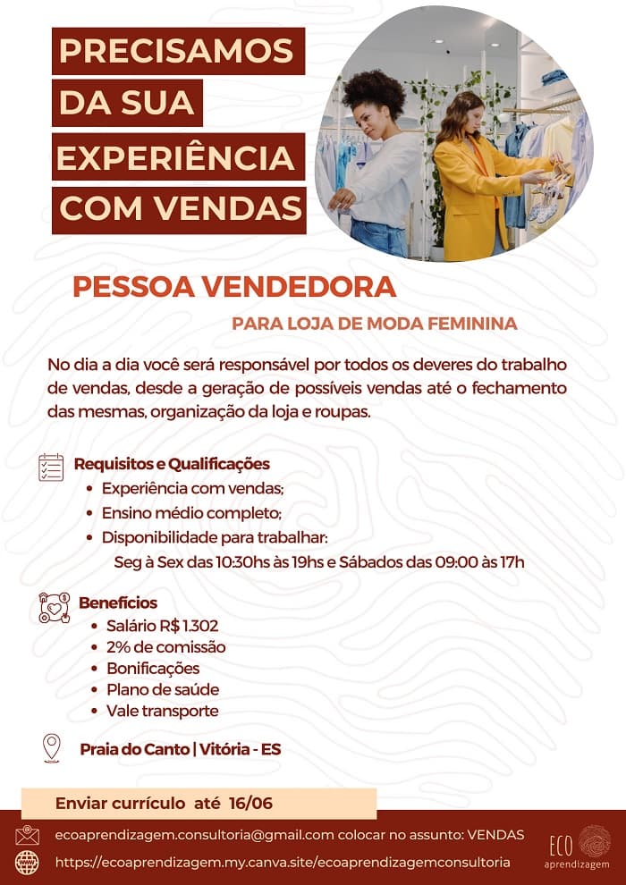 Vendedor(a) para loja de moda feminina