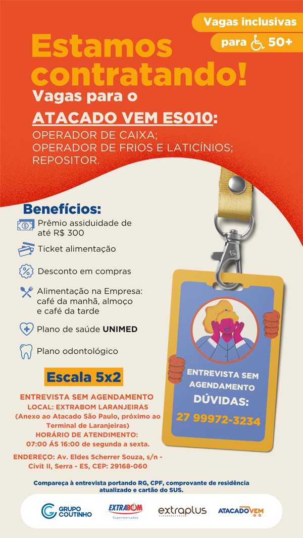 Vagas de Emprego no ATACADO VEM ES 010