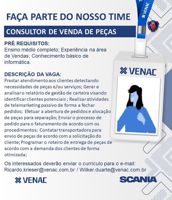 CONSULTOR DE VENDA DE PEÇAS