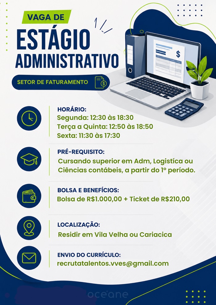 VAGA DE ESTÁGIO ADMINISTRATIVO