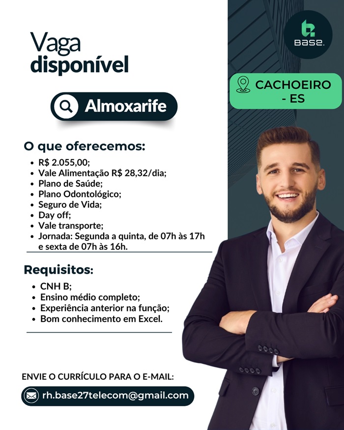Vaga para Almoxarife (Cachoeiro/ES)